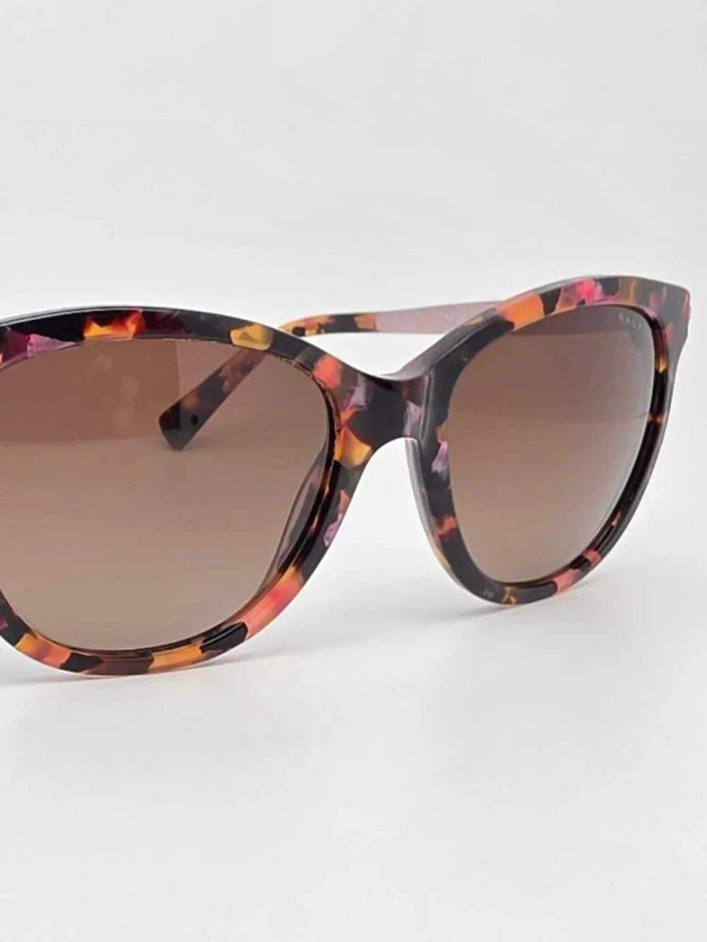 Ralph Lauren RA5201 1457T5 Pink Marble Frame Polarized Brown Cat Eye Sunglasses